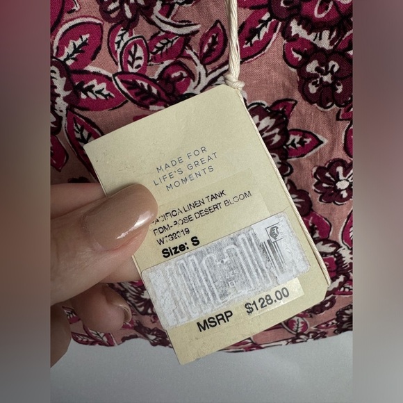 Faherty Pacifica Floral Square Neck Linen Blend Tank NWT Small - Picture 8 of 8